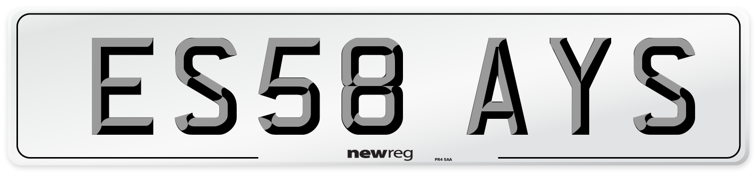 ES58 AYS Number Plate from New Reg